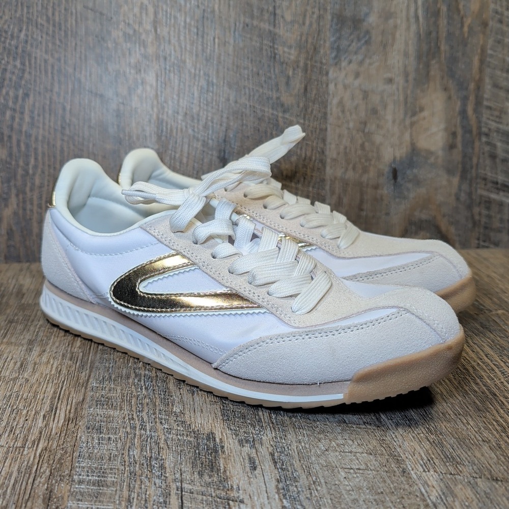 Tretorn Kristine Elite G Women's Size 8.5 White Gold Textile Leather Sneakers